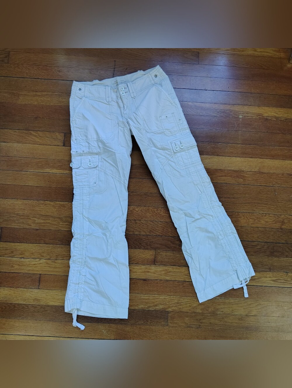 Y2K 2000s Abercrombie & Fitch Low Rise Bootcut Flare Cargo Pants White Medium To